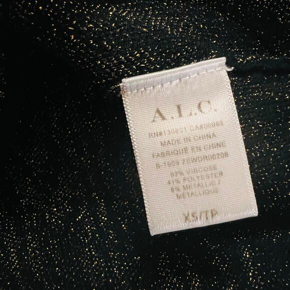 A.L.C Ziggy Glittery Mock Neck Knit Sweater Dress Size XS Black Gold - Picture 7 of 12